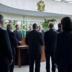 Cerimônia de posse de Gustavo Feliciano como ministro do Turismo pelo presidente Lula no Palácio do Planalto, em Brasília.