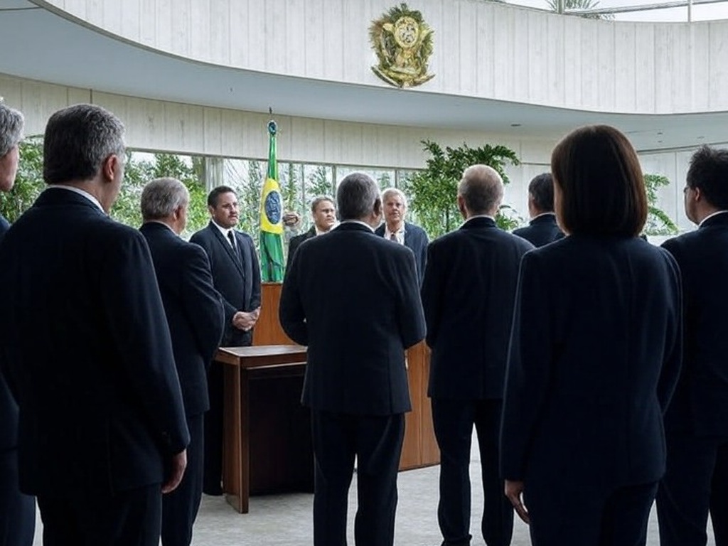 Cerimônia de posse de Gustavo Feliciano como ministro do Turismo pelo presidente Lula no Palácio do Planalto, em Brasília.
