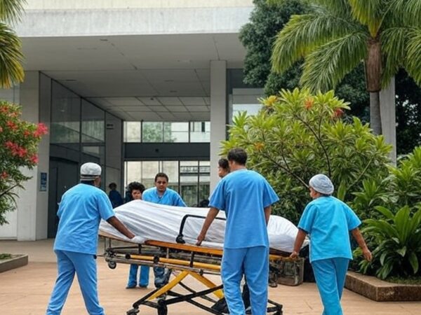 Fachada de hospital em Brasília durante internação de Bolsonaro para cirurgia de hérnia inguinal bilateral.
