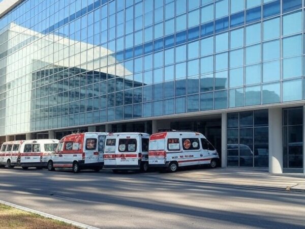 Fachada de hospital moderno em São Paulo, Brasil, local de procedimentos médicos para tratar soluços persistentes.