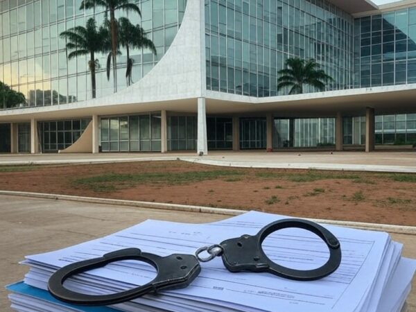 Fachada do STF em Brasília simbolizando prisão domiciliar humanitária por saúde a 21 condenados.