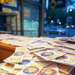 Bilhetes da Mega da Virada com prêmio recorde de R$ 1 bilhão em casa lotérica brasileira.