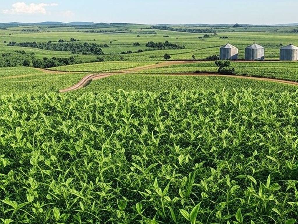 Paisagem de plantação de soja em Goiás, simbolizando o segundo maior crescimento econômico no Brasil em 2025.
