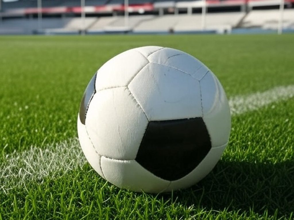 Bola de futebol no gramado do Estádio do Morumbi, simbolizando contratação de goleiro pelo São Paulo FC para 2026.