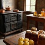 Cozinha rústica com ingredientes para receita tradicional de marmelada familiar de 200 anos no Brasil.