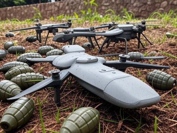 Drones armados com granadas caídos em quintal residencial em Itaberaí, Goiás.